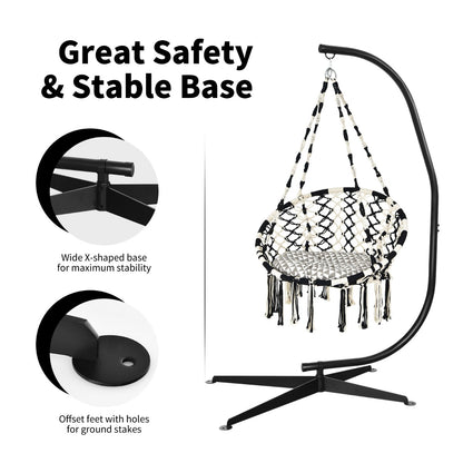 Hammock Chair with C-shaped Chair Stand for Indoor and Outdoor Use