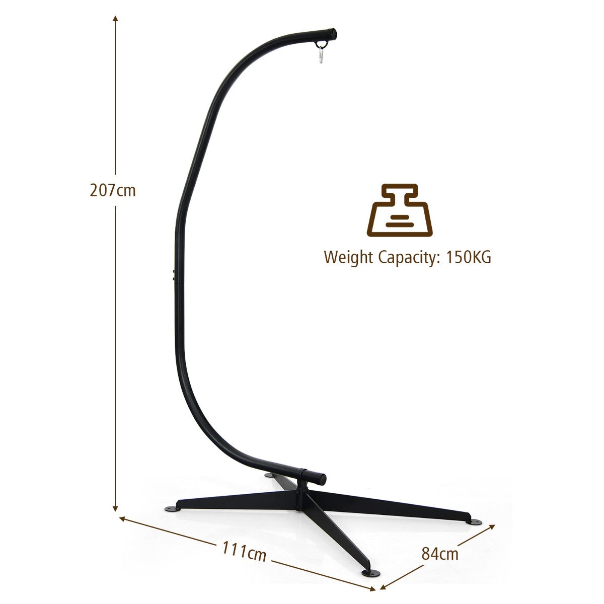 2-Seat Hammock Chair with C-shaped Chair Stand & Cushion