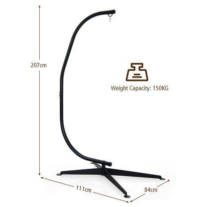 2-Seat Hammock Chair with C-shaped Chair Stand & Cushion