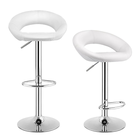 Costway Set of 2 Height Adjustable and 360° Home Bar Stool with Non-Slip Base and Steel Footrest