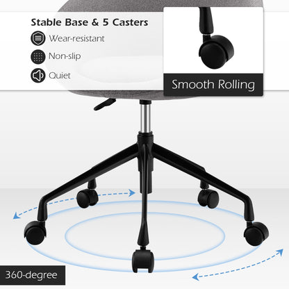 Armless Desk Chairs with Curved Backrest for Office