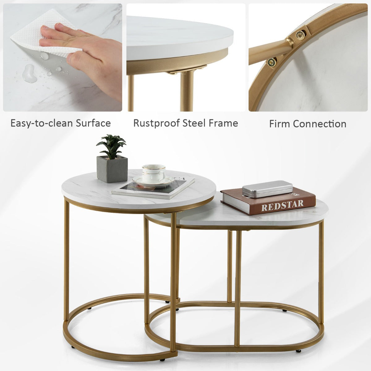 Two-piece coffee table set designed for multi-person use and flexible room arrangements