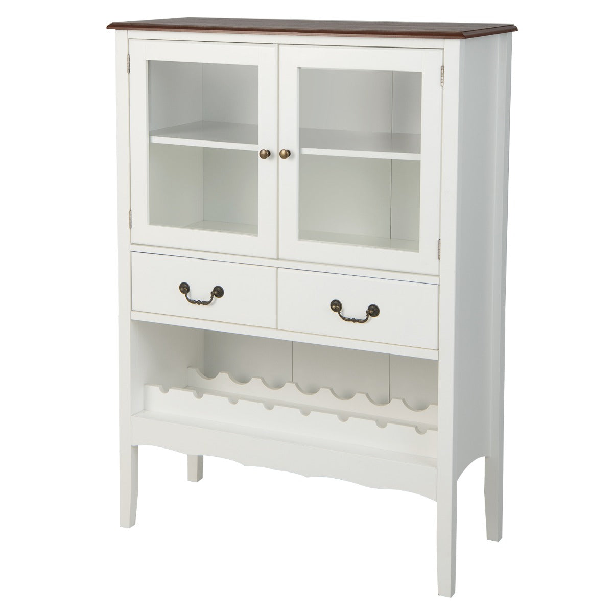 Freestanding Sideboard Buffet Cabinet with 2 Tempered Glass Doors