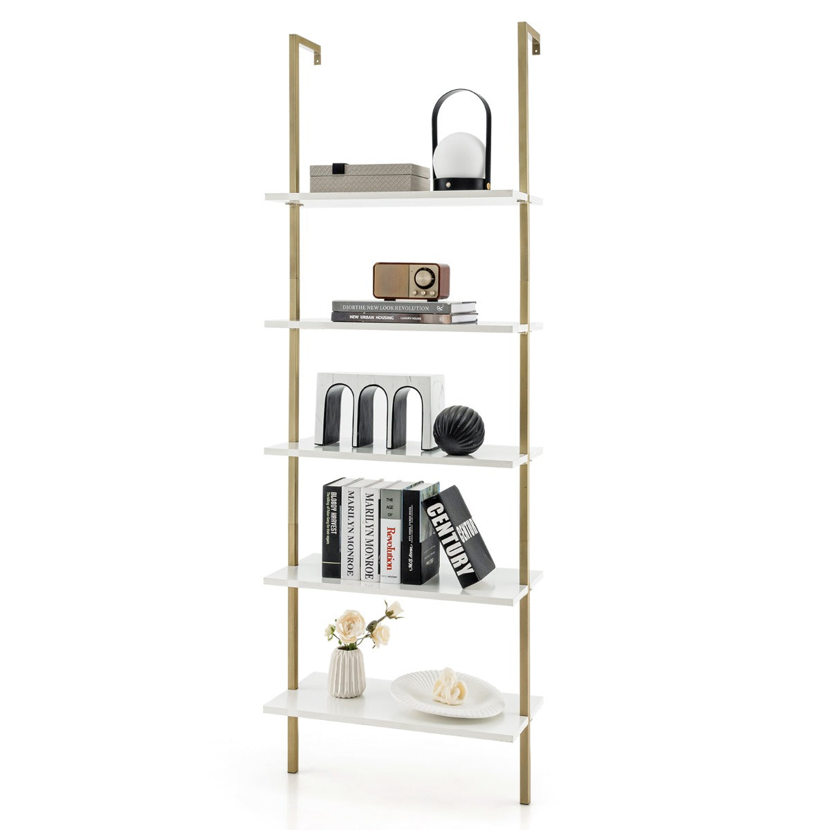 Wall Mounted Display Rack Bookshelf for Office-White