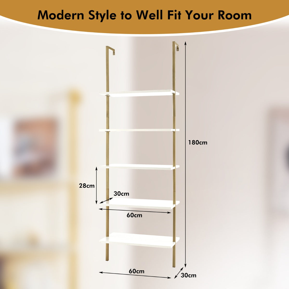 Wall Mounted Display Rack Bookshelf for Office-White