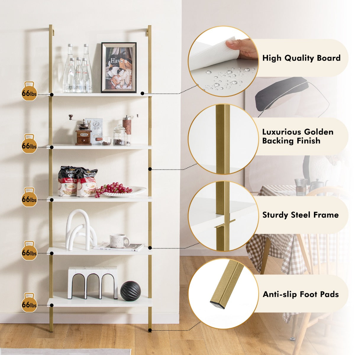 Wall Mounted Display Rack Bookshelf for Office-White