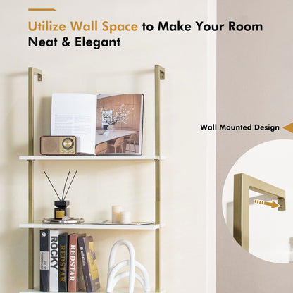 Wall Mounted Display Rack Bookshelf for Office-White