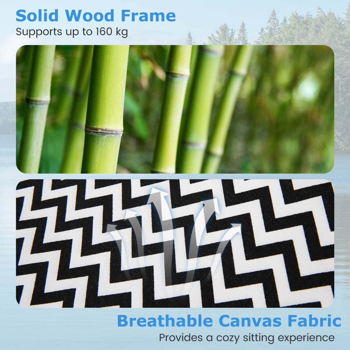 Folding Solid Wood Beach Chair with Adjustable Backrest for Outdoor