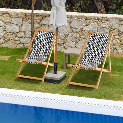 Folding Solid Wood Beach Chair with Adjustable Backrest for Outdoor