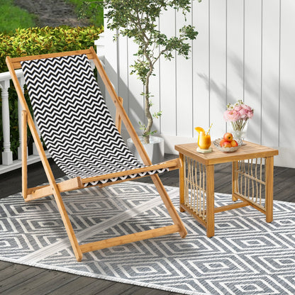 Folding Solid Wood Beach Chair with Adjustable Backrest for Outdoor