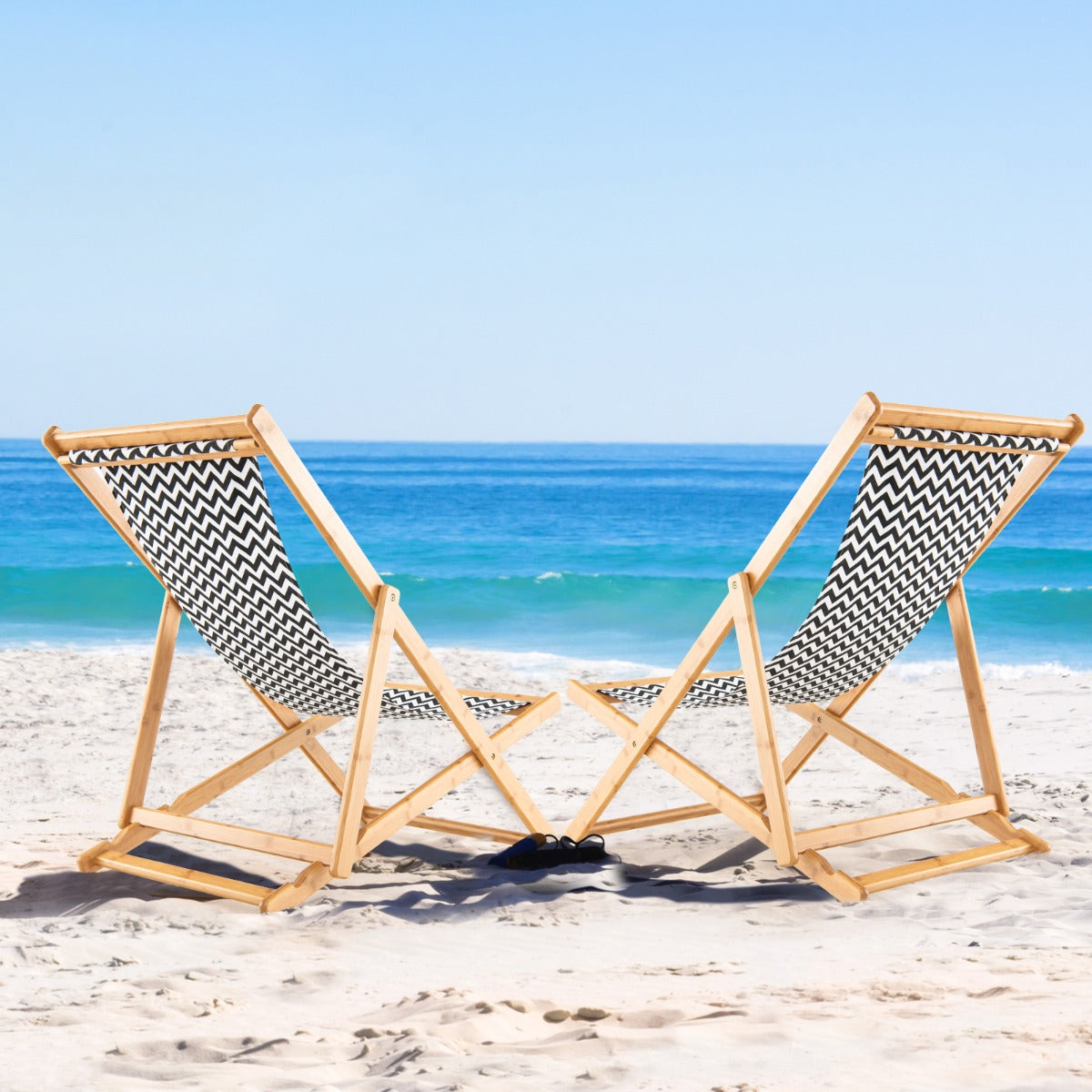 Folding Solid Wood Beach Chair with Adjustable Backrest for Outdoor