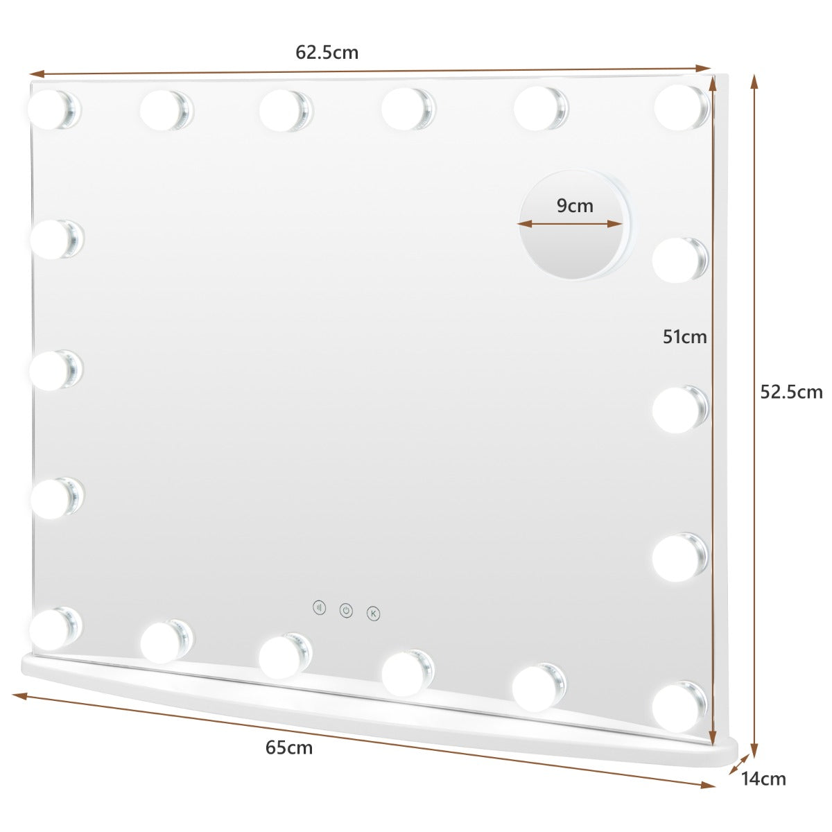 Wall-Mounted Vanity Mirror with 18 LED Bulbs & 3 Light Modes, 3X Magnifier