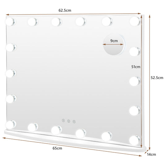 Wall-Mounted Vanity Mirror with 18 LED Bulbs & 3 Light Modes, 3X Magnifier