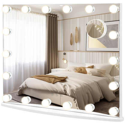 Costway Vanity Tabletop & Wall-Mounted Mirror with 18 Dimmable LED Bulbs