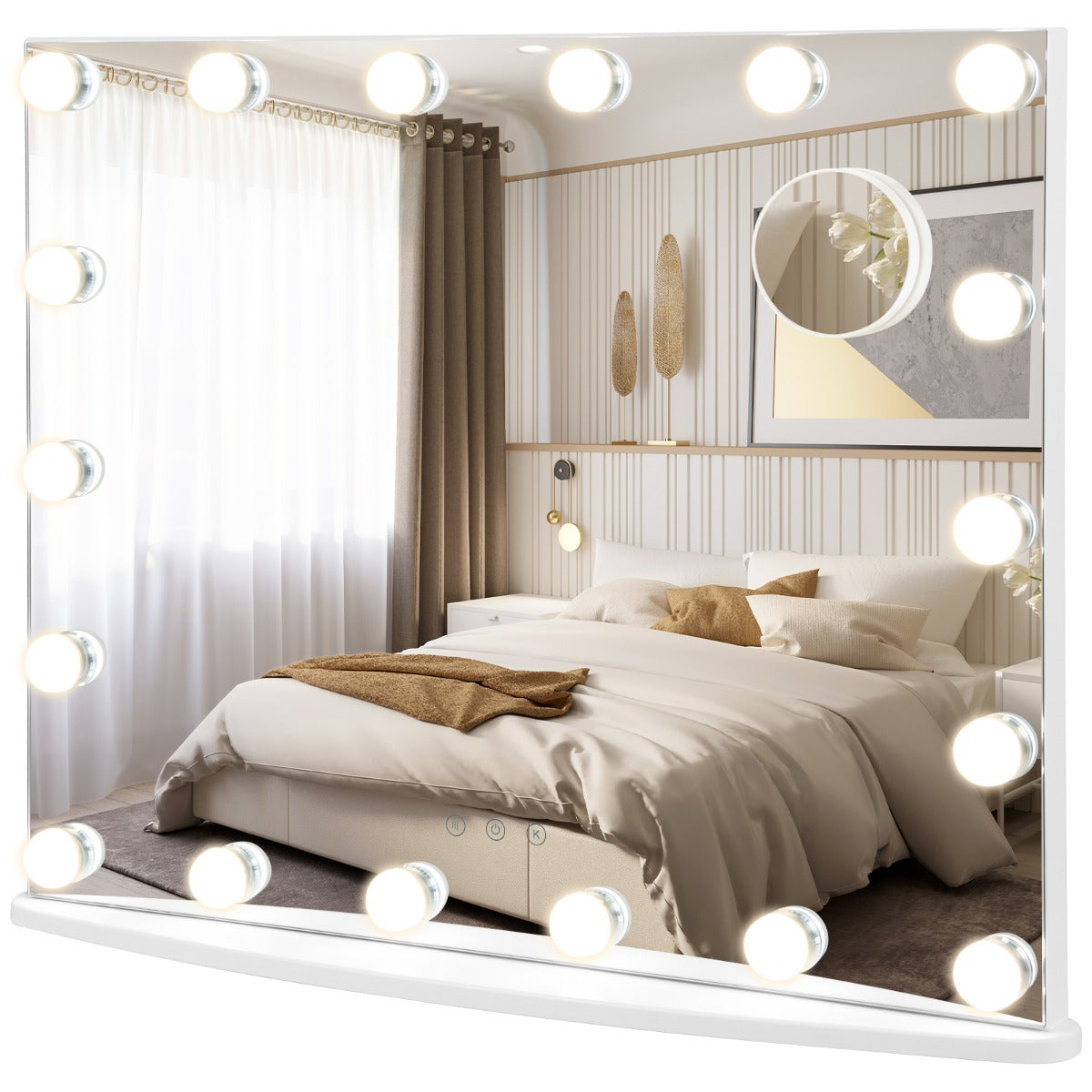 Wall-Mounted Vanity Mirror with 18 LED Bulbs & 3 Light Modes, 3X Magnifier