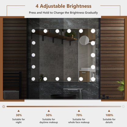Costway Vanity Tabletop & Wall-Mounted Mirror with 18 Dimmable LED Bulbs