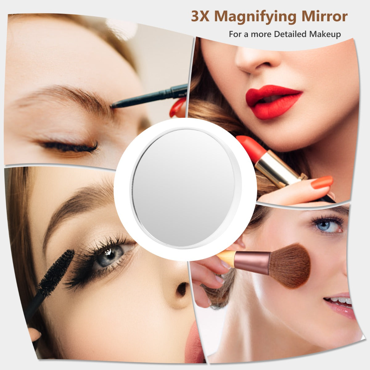 Costway Vanity Tabletop & Wall-Mounted Mirror with 18 Dimmable LED Bulbs