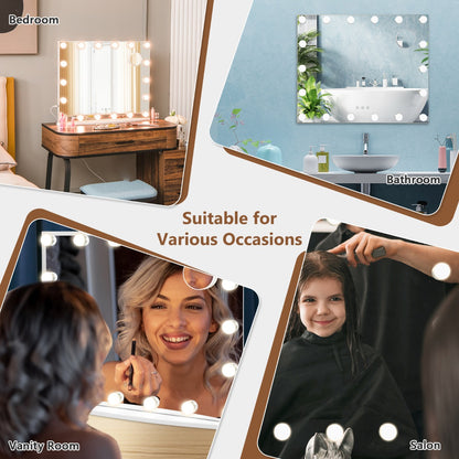 Costway Vanity Tabletop & Wall-Mounted Mirror with 18 Dimmable LED Bulbs