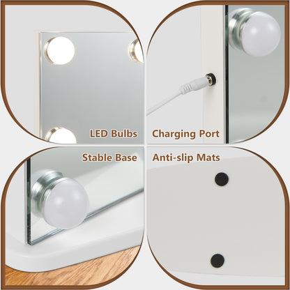 Costway Vanity Tabletop & Wall-Mounted Mirror with 18 Dimmable LED Bulbs