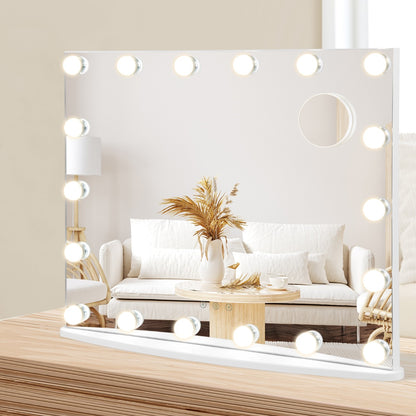Costway Vanity Tabletop & Wall-Mounted Mirror with 18 Dimmable LED Bulbs