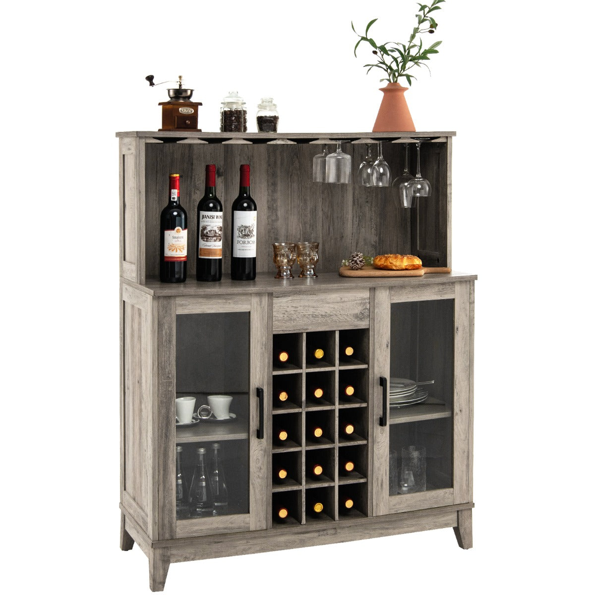 Costway Buffet Bar Cabinet with 2-Door Storage Sideboard for Kitchen