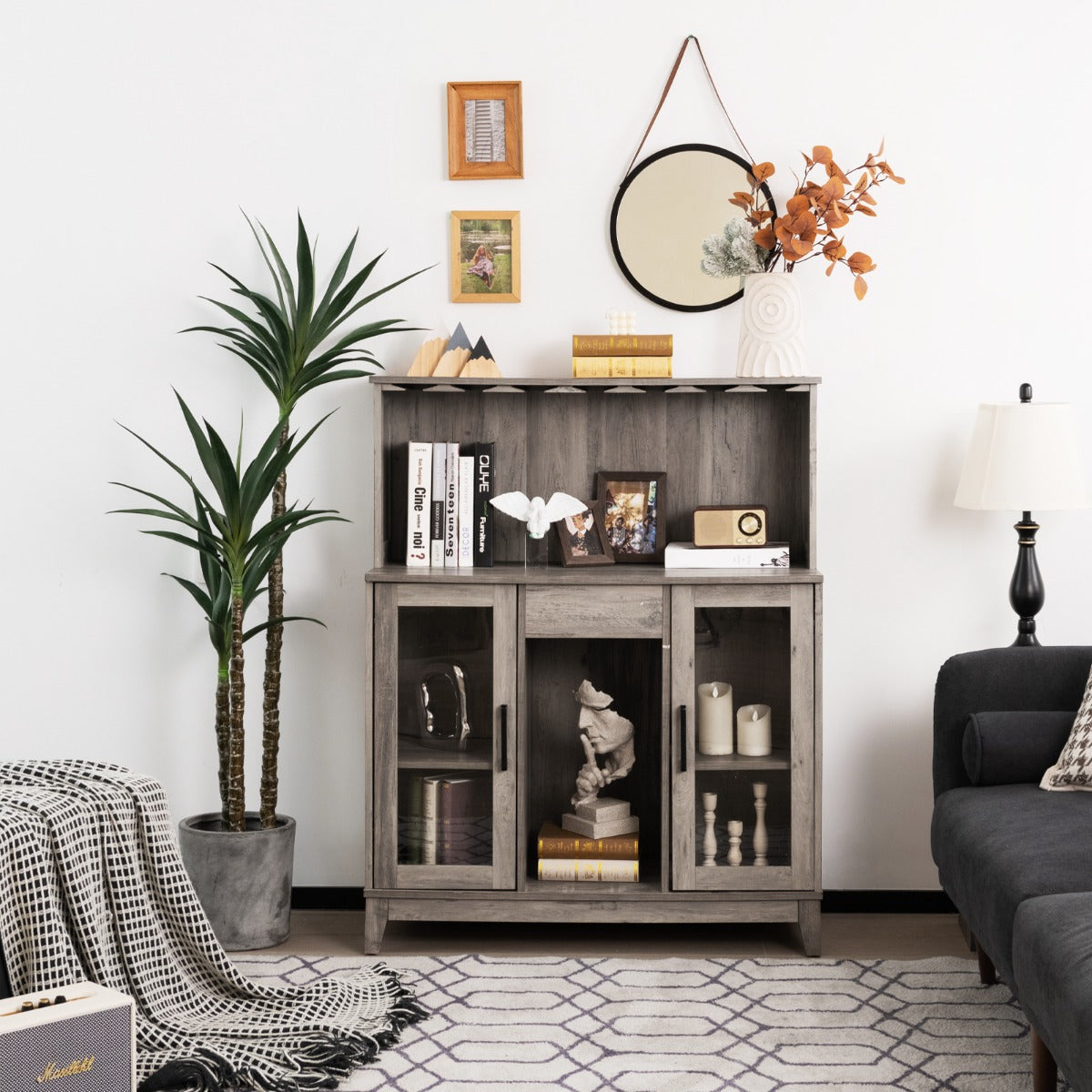 Costway Buffet Bar Cabinet with 2-Door Storage Sideboard for Kitchen