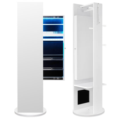 360° Swivel Jewelry Cabinet Armoire with Cosmetics Storage for Bedroom