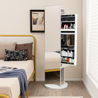360° Swivel Jewelry Cabinet Armoire with Cosmetics Storage for Bedroom