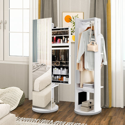 360° Swivel Jewelry Cabinet Armoire with Cosmetics Storage for Bedroom