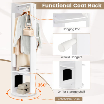 360° Swivel Jewelry Cabinet Armoire with Cosmetics Storage for Bedroom