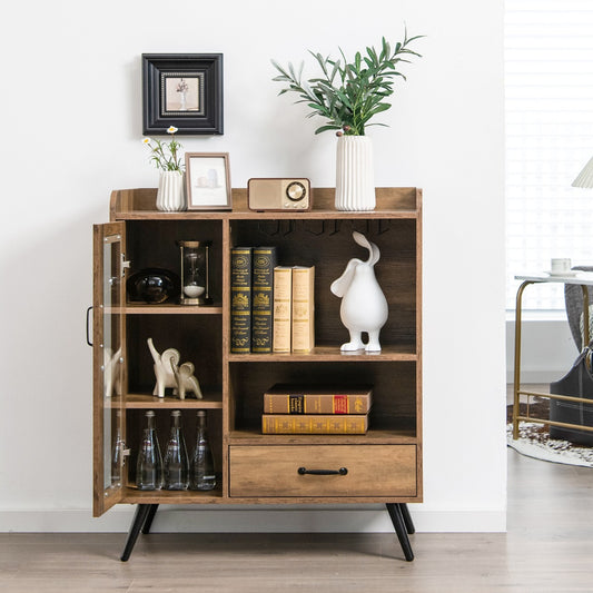 Costway Buffet Sideboard with Removable Wine Rack for Kitchen, Dining Room