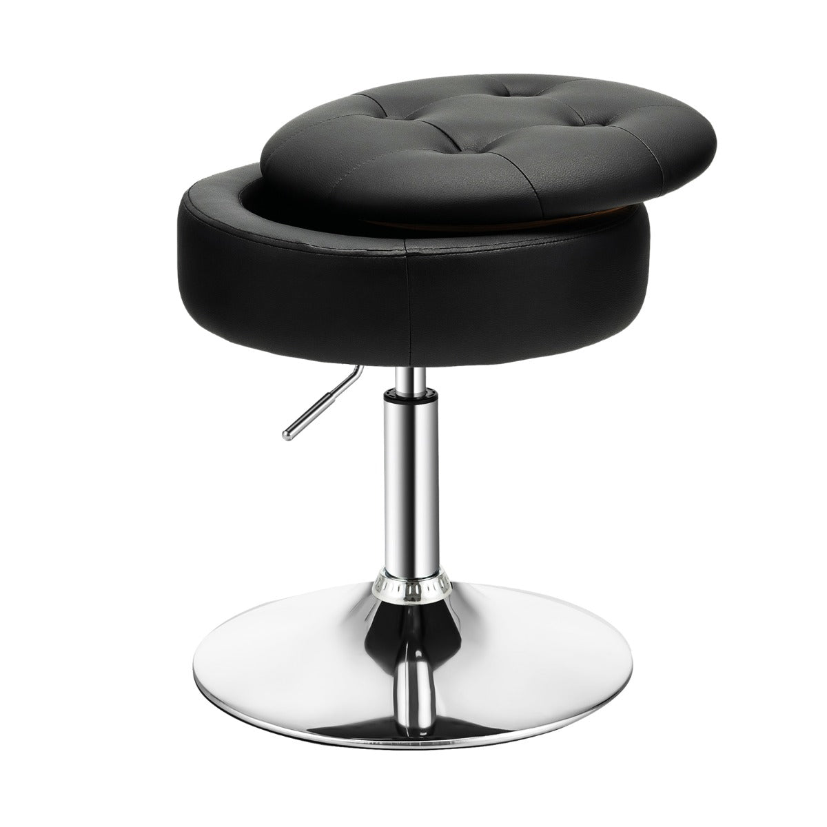 Costway 360° Swivel Adjustable Stool with PU Leather Seat-Black