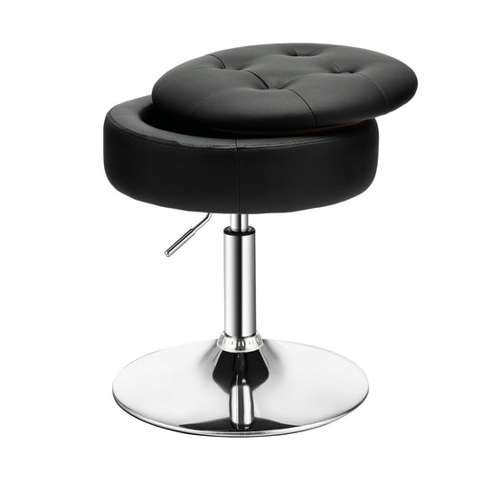 Costway 360° Swivel Adjustable Stool with PU Leather Seat-Black