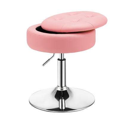 360° Swivel Adjustable Stool with PU Leather Seat-Pink