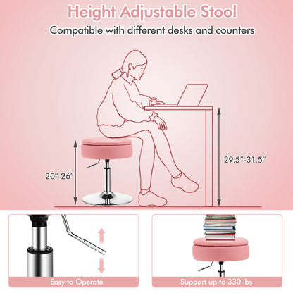 360° Swivel Adjustable Stool with PU Leather Seat-Pink