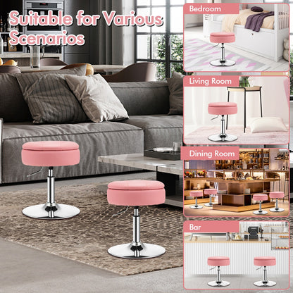 360° Swivel Adjustable Stool with PU Leather Seat-Pink