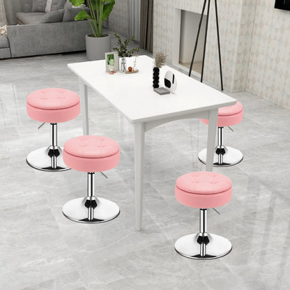 360° Swivel Adjustable Stool with PU Leather Seat-Pink