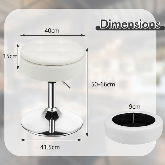 Height-adjustable vanity stool with 360-degree swivel seat and 50 to 66 cm adjustable height
