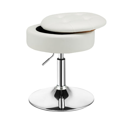 Costway 360° Swivel Adjustable Stool with PU Leather Seat-White