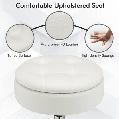 Costway 360° Swivel Adjustable Stool with PU Leather Seat-White