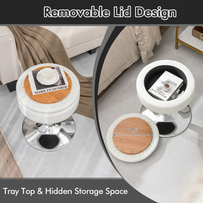 Costway 360° Swivel Adjustable Stool with PU Leather Seat-White