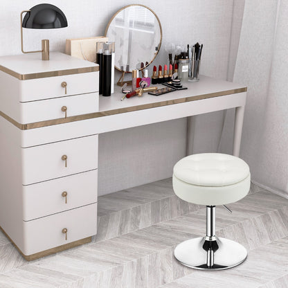 Costway 360° Swivel Adjustable Stool with PU Leather Seat-White