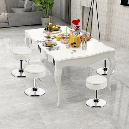 Costway 360° Swivel Adjustable Stool with PU Leather Seat-White