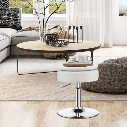 Costway 360° Swivel Adjustable Stool with PU Leather Seat-White