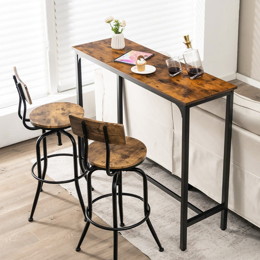 Costway 120 x 40 cm Industrial High Bar Table for Kitchen & Cafe & Pub