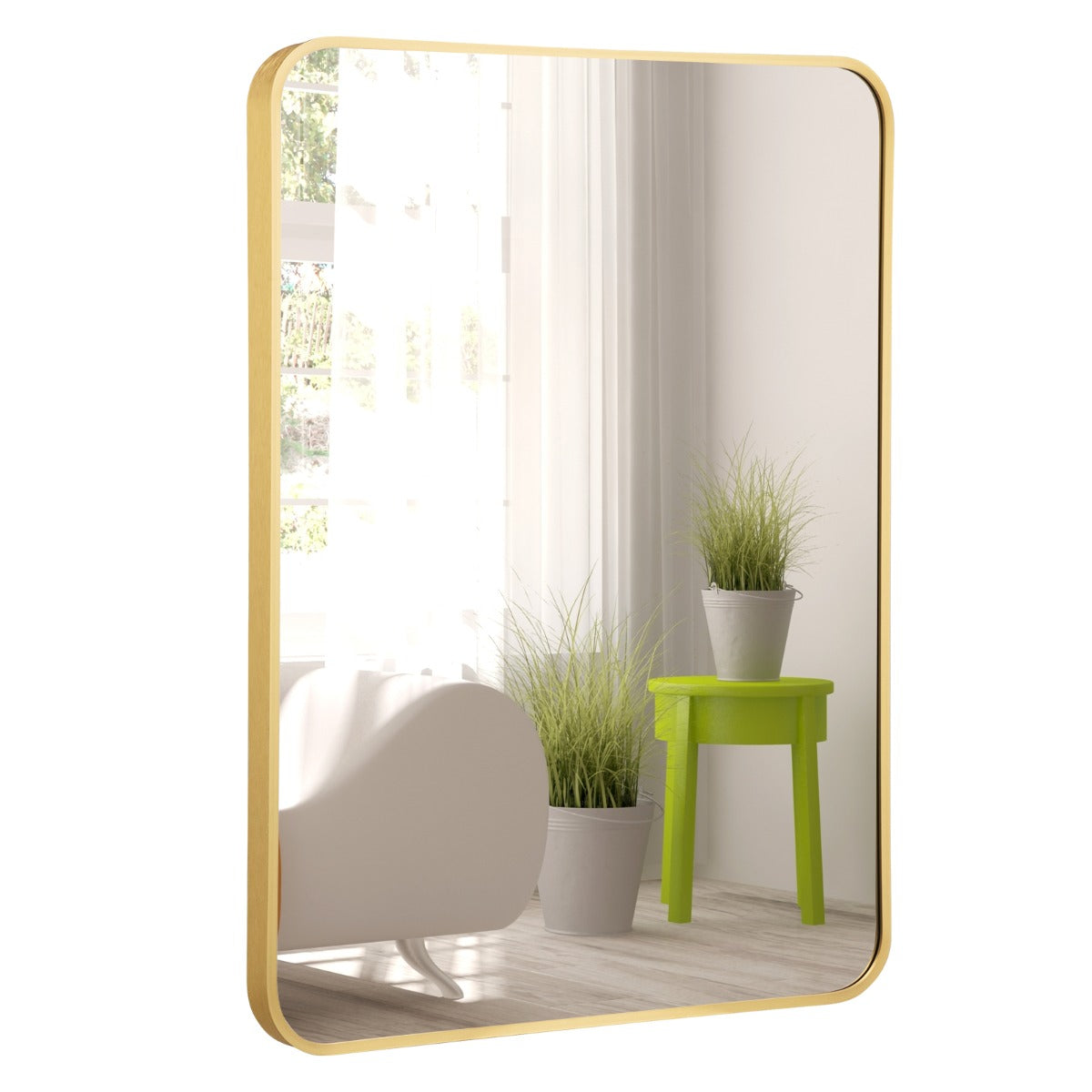 Rectangular Mirror with Aluminum Alloy Frame for Bathroom-Golden