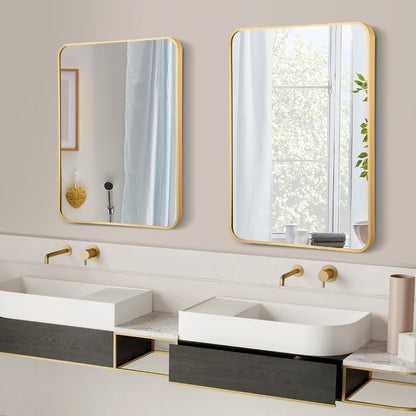 Rectangular Mirror with Aluminum Alloy Frame for Bathroom-Golden