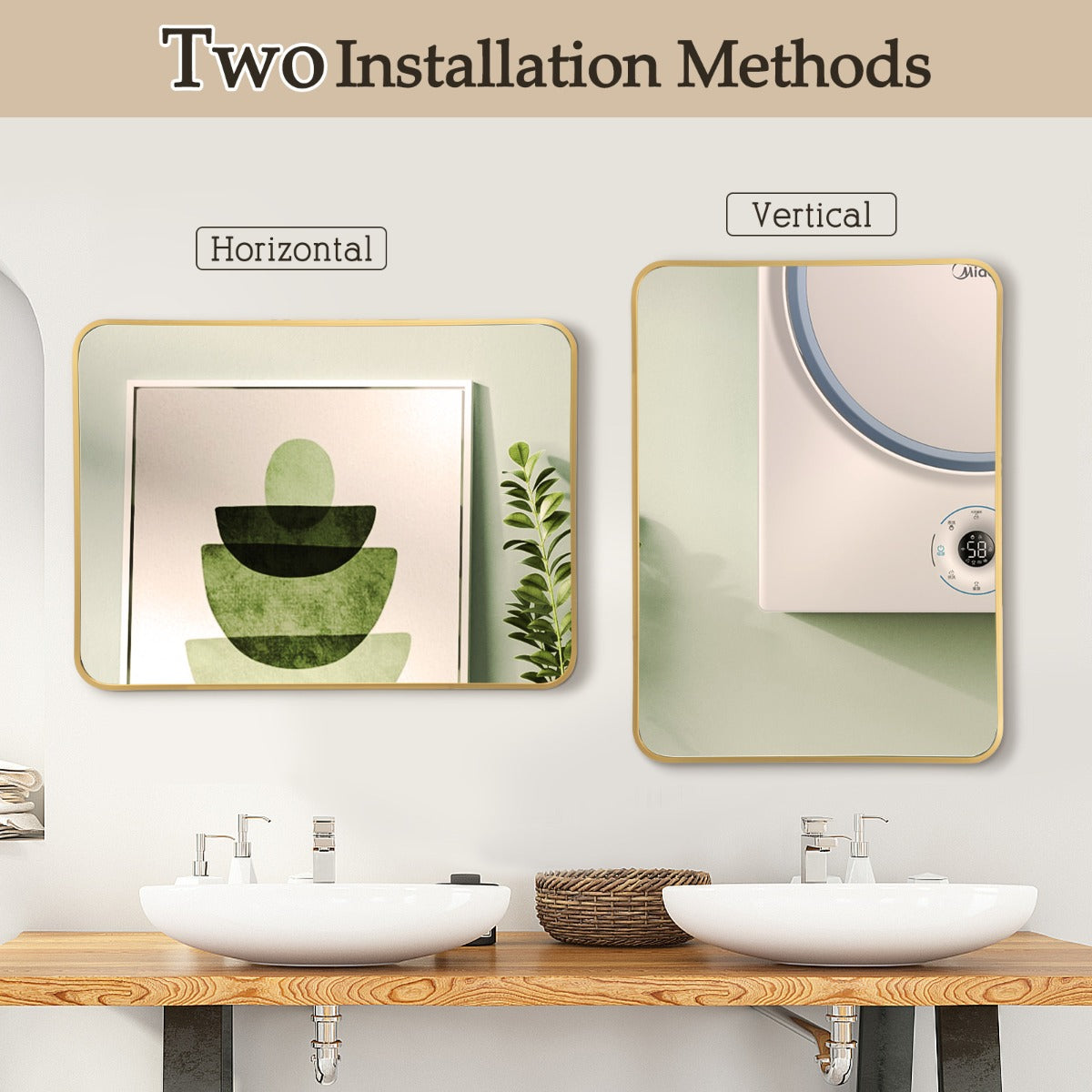 Rectangular Mirror with Aluminum Alloy Frame for Bathroom-Golden