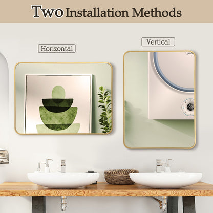 Rectangular Mirror with Aluminum Alloy Frame for Bathroom-Golden