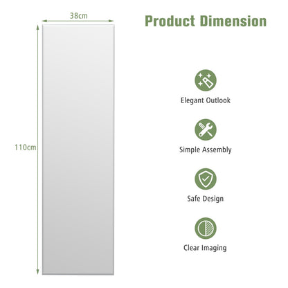 Costway Full Length Rectangle Frameless Mirror with Beveled Edge for Living Room